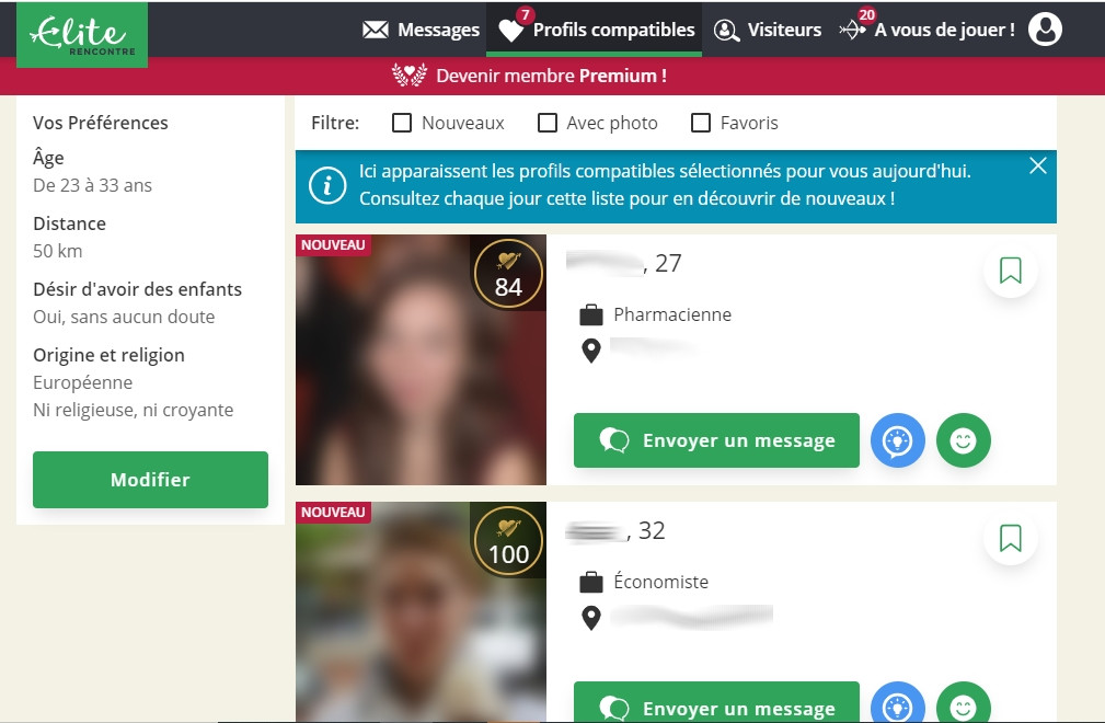 Elite rencontre - profils compatibles